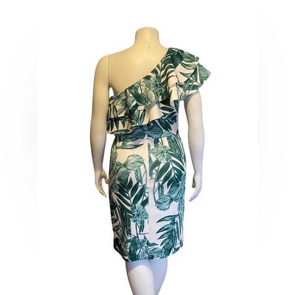 Alexia Admor Tropical Leaf One Shoulder Sheath Midi Dress Women’s Size M NWT - Picture 4 of 13